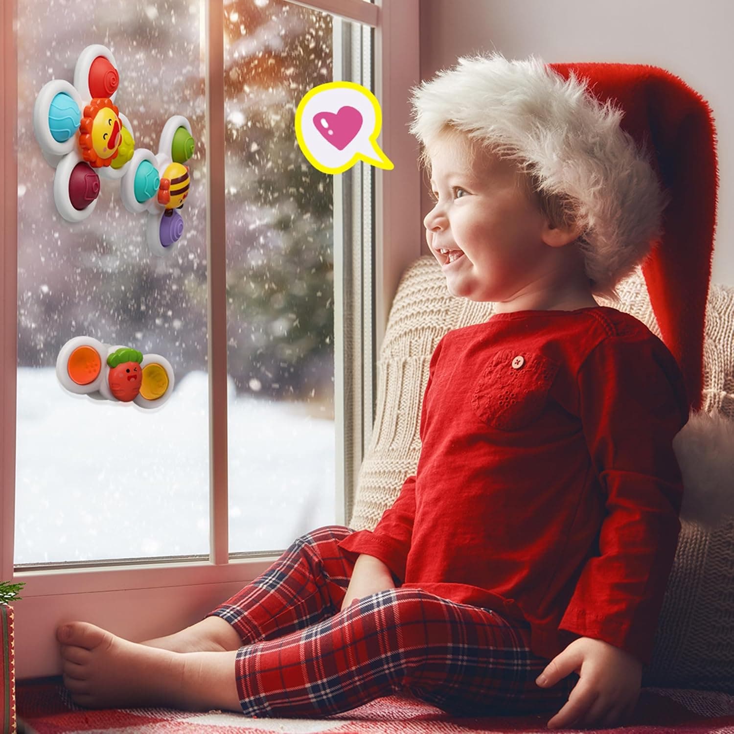 LiKee Strong Suction Cup Fidget Rotating Sensory Bath Toys for Baby Christmas Stocking Stuffers, Airplane Car Travel Table & Window Toys for Toddler Boys and Girls, 10+ Months - Image 8