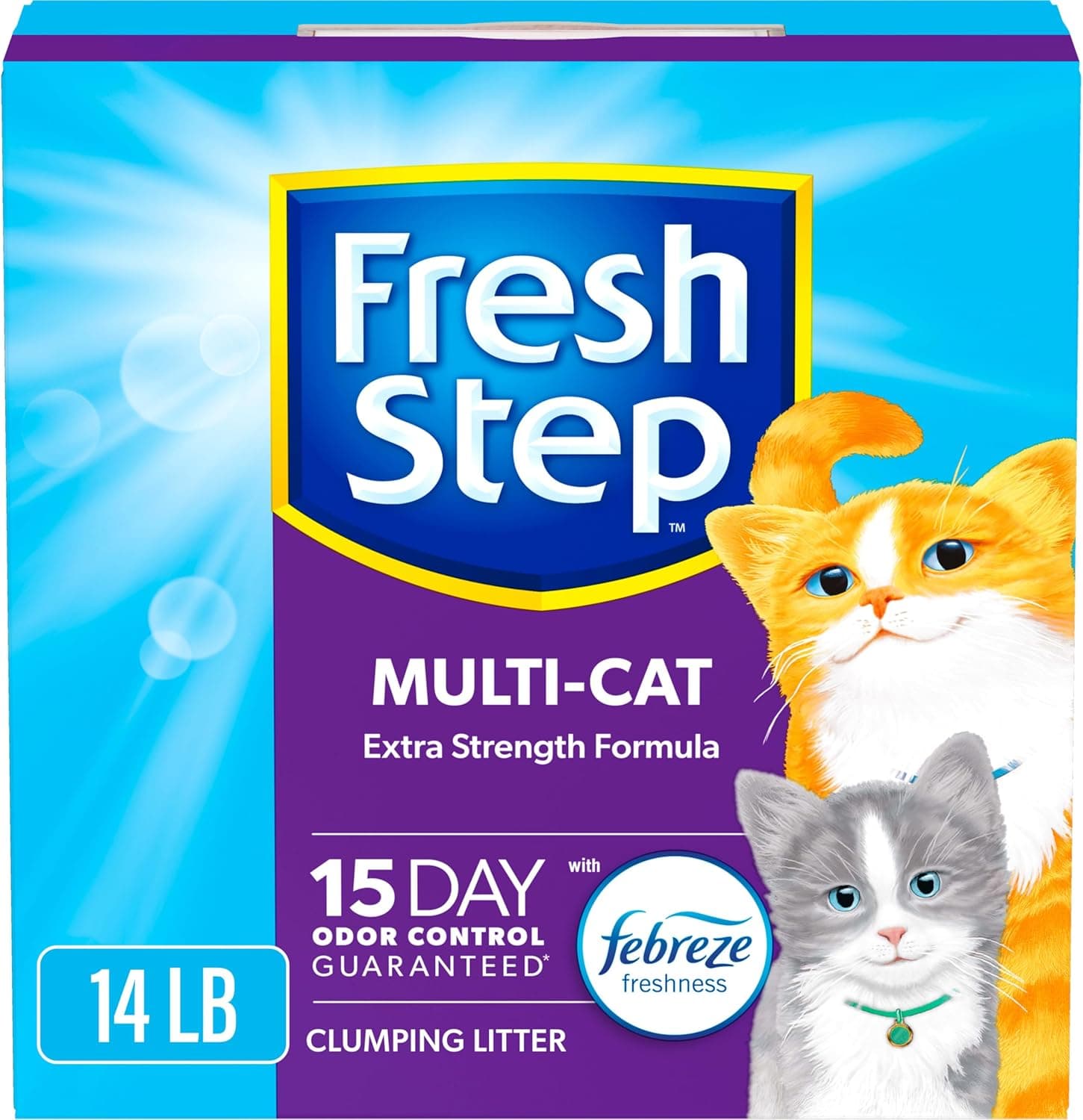 Fresh Step Clumping Cat Litter, Multi-Cat, Long Lasting Odor Control Kitty Litter with Activated Charcoal, Low Dust Formula, 14 lb Multi-Cat 14 lb - Image 2