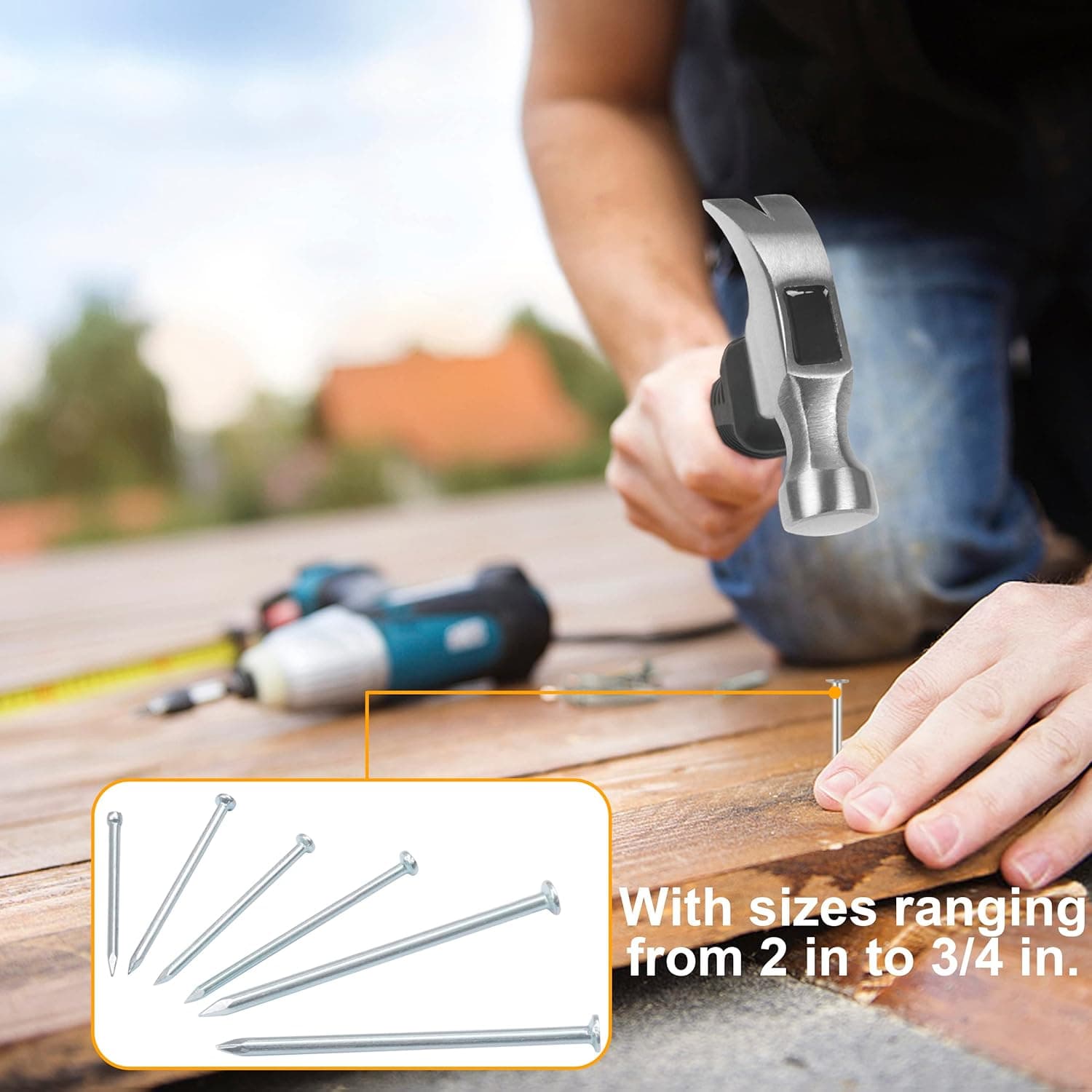 KURUI 700pcs Hardware Nails for Hanging Pictures, Up to 2"-Long Finish Nails Assortment Kit for Wall Art Decor, 640 Frame Nails and 60 Small Finishing Nails for Drywall Wood - Silver Picture Hangers 700Pcs Galvanized Nails - Image 7