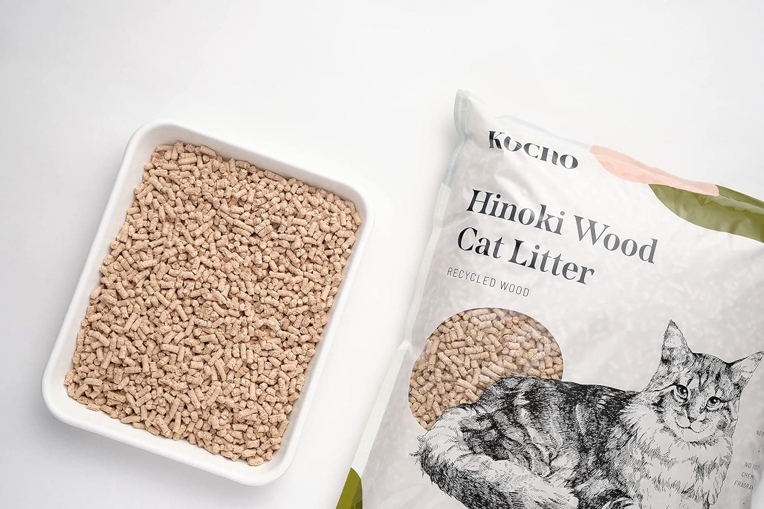 KOCHO Hinoki Wood Cat Litter, Upcycled, Ultra Lightweight, Natural Aroma of Hinoki Japanese Cypress, Gentle Clumping, Dust-Free 1pcs(3.4LB) - Image 3
