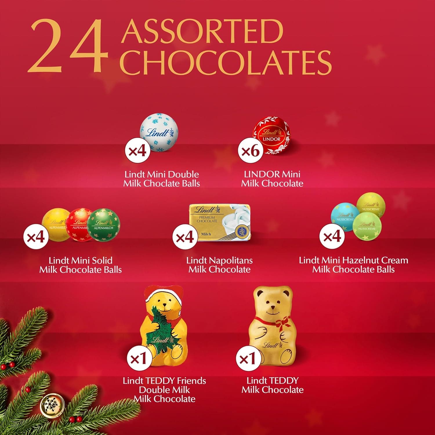 Lindt Holiday Teddy Bear Chocolate Candy Advent Calendar, 4.5 oz. Chocolate 4.5 Ounce - Image 4