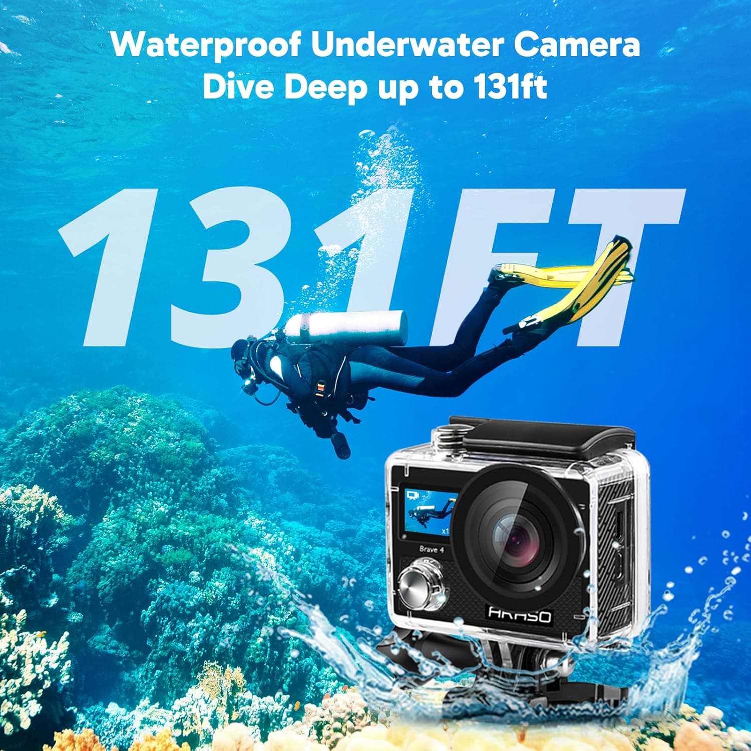AKASO Brave 4 4K30fps 20MP WiFi Action Camera Ultra Hd with EIS 131ft Waterproof Camera Remote Control 5xZoom Underwater Camcorder with 2 Batteries and Bicycle Helmet Accessories Kit - Image 5
