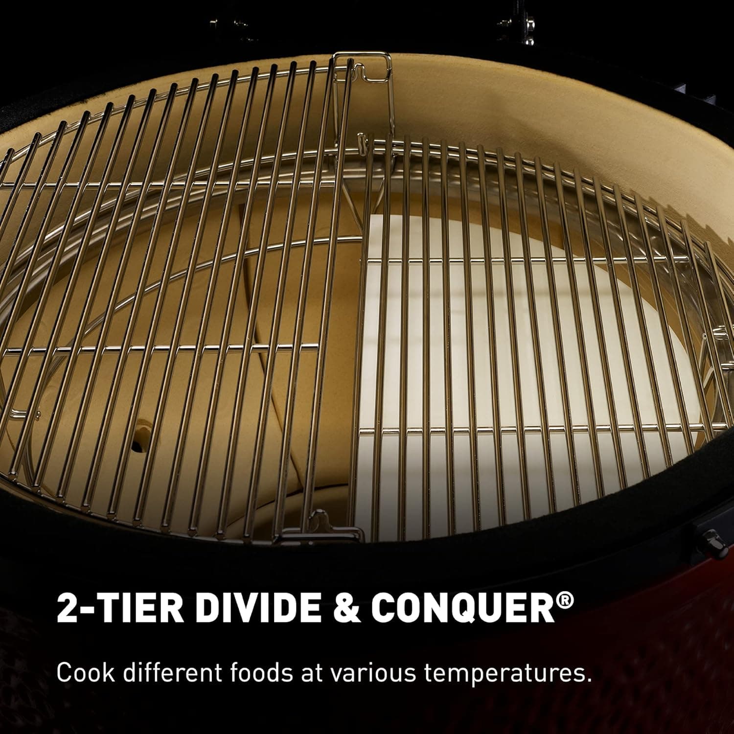 Kamado Joe Big Joe Series I 24-inch Ceramic Charcoal Grill and Smoker with Cart, Side Shelves, Stainless Steel Grates and 450 Cooking Square Inches in Red, Model BJ24Rh Big Joe I - Image 5