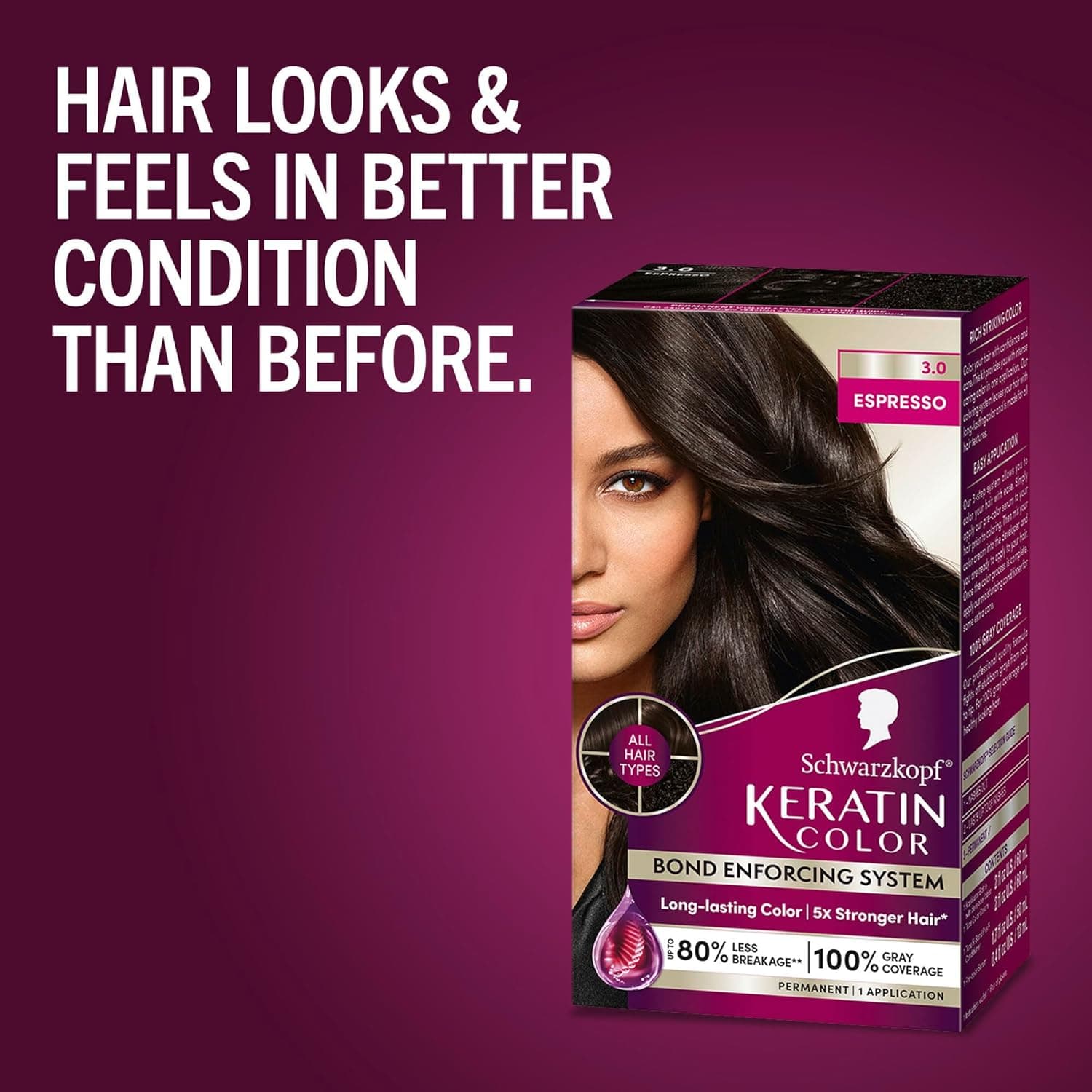 Schwarzkopf Keratin Permanent Hair Dye Cream, 3.0 Espresso, Professional Quality Color for Up to 100% Gray Coverage, Bond Enforcing System 3.0 Espresso 1 Count (Pack of 1) - Image 8