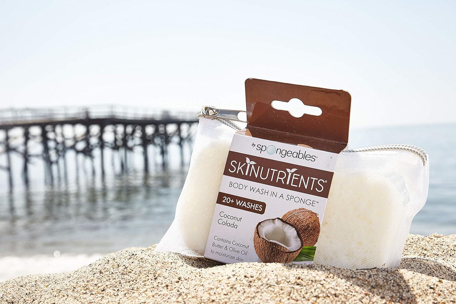 Spongeables Skinutrients Anti-Cellulite Body Wash in a Sponge, Spa Cellulite Massager, Reduce The Appearance Of Cellulite, Moisturizer and Exfoliator, Colada Coconut, 1 Count Coconut Colada 1 Count (Pack of 1) - Image 4