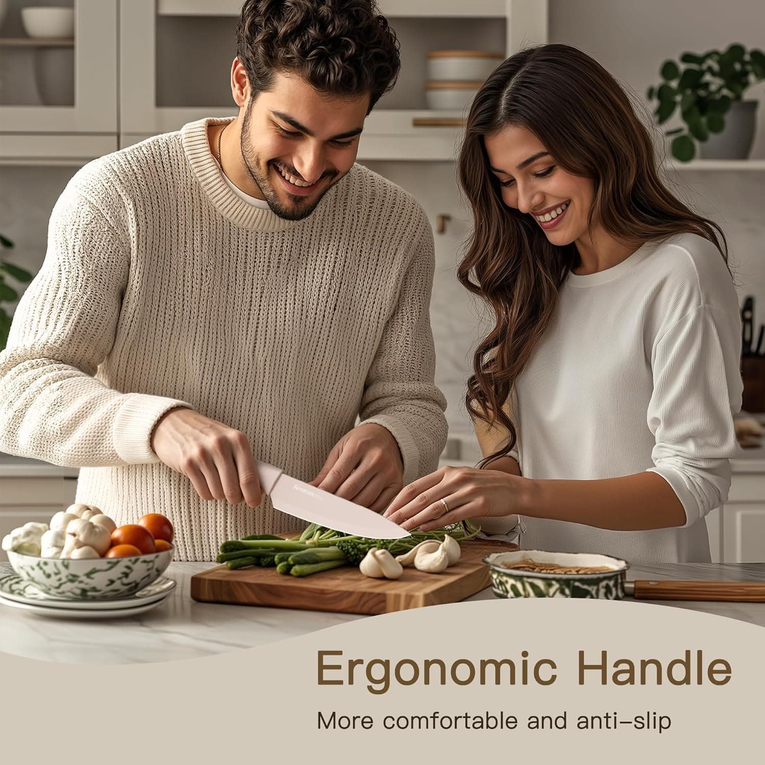 Astercook 刀具套装，13 件厨房刀具套装，健康防锈涂层，洗碗机安全，不锈钢厨师刀套装，配有 6 个刀片保护套，完美的厨房节日礼物 - Image 5