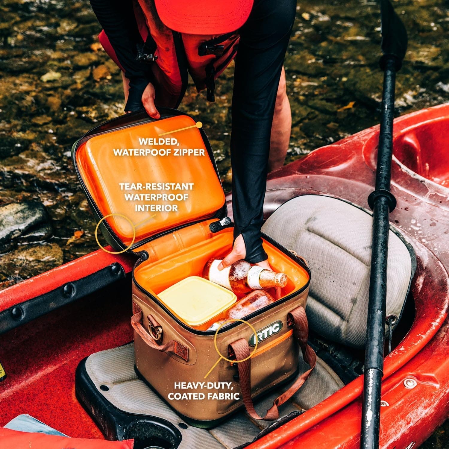 RTIC Ultra-Tough Soft Cooler 12 Can, Insulated Bag Portable Ice Chest for Lunch, Beach, Drink, Beverage, Travel, Camping, Picnic, Car, Trips, Floating Cooler Leak-Proof with Zipper Tan - Image 5