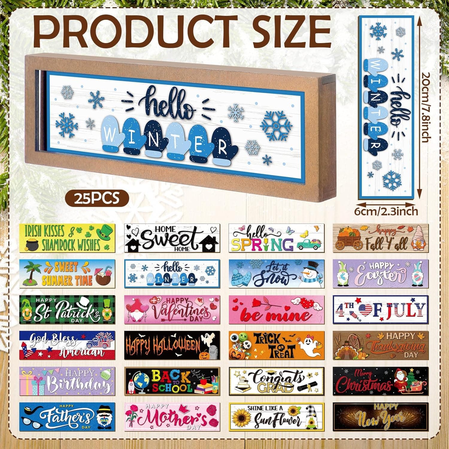 Barydat Interchangeable Season Sign Interchangeable Welcome Wood Sign for Table Decorative Seasonal Sign Decor with a Wooden Frame Wreaths for Fall Thanksgiving Halloween Autumn Decor Retro - Image 4