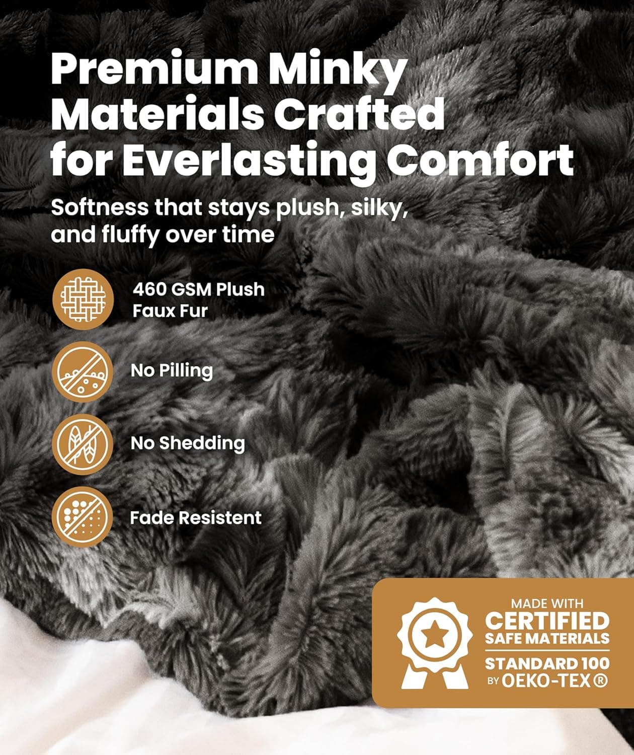 Everlasting Comfort Soft & Comfortable Gray Faux Fur Throw Blanket for Couch - (50"x65") Minky & Fluffy Fall Blankets & Throws, Plush Fuzzy Cover for Bed, Sofa & Living Room - Cozy Home Decor - Image 3