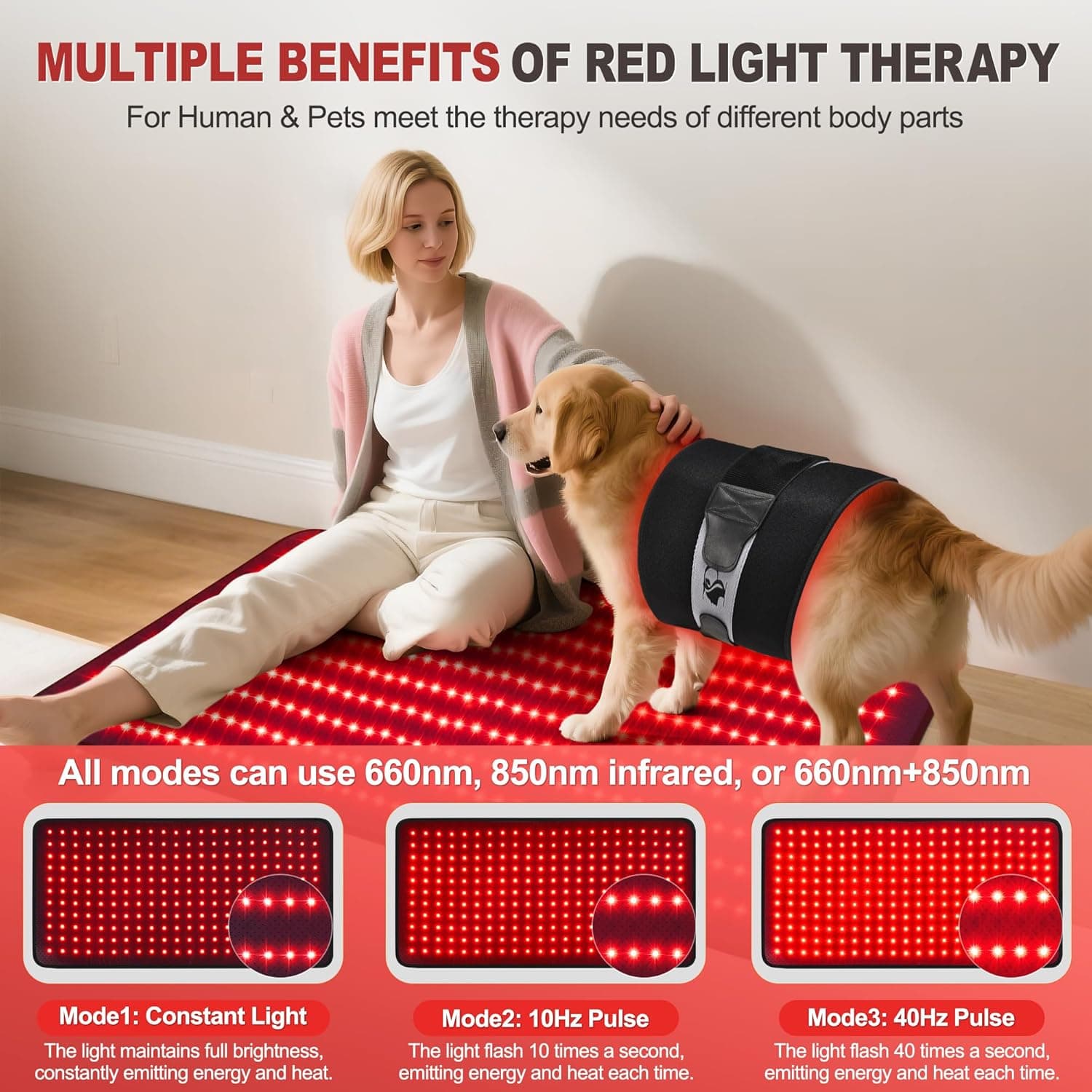 Red Light Therapy Mat for Body, 39’’ x 24’’Large Near Infrared Light Therapy with Timer, 660nm 850nm Home Red Light Therapy Blanket for Back Belly Shoulder Muscle Joint (with Storage Bag) Red Max - Image 7