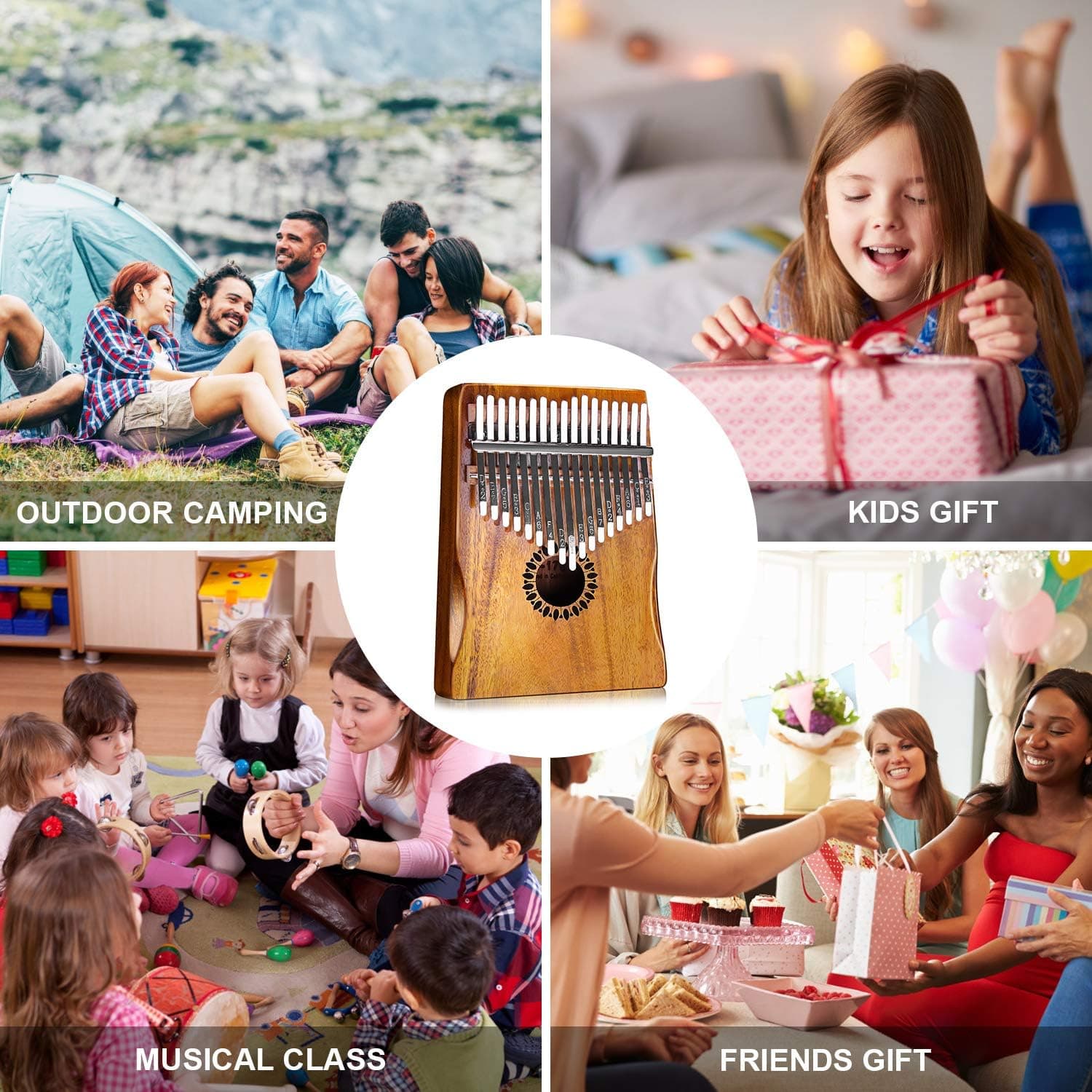 Kalimba Thumb Piano 17 Keys, Portable Mbira Finger Piano Gifts for Kids and Adults Beginners Wood Wood 17 Keys - Image 6