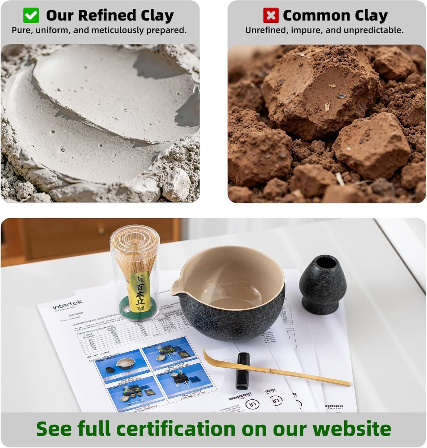 TEANAGOO Matcha Whisk Set Black,7 Pcs Matcha Set,Matcha Kit for Ceremony,Tradition Tea Set for Making Breakfast/Latte,Matcha Whisk Set with Bowl(Chawan)/Whisk and Holder,Gift for Family/Friend Charcoal Black 1 7pcs/set, Bowl with pouring spout - Image 6