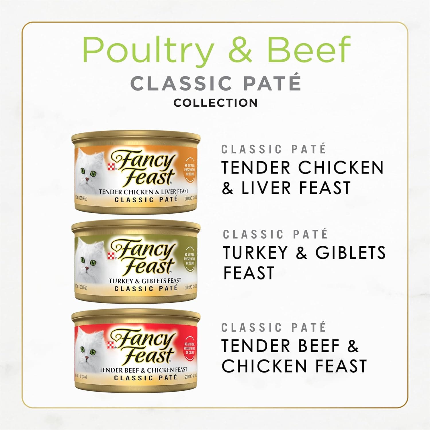 Fancy Feast Poultry and Beef Feast Classic Pate Collection Grain Free Wet Cat Food Variety Pack - (Pack of 30) 3 oz. Cans Poultry & Beef 3 Ounce (Pack of 30) - Image 3