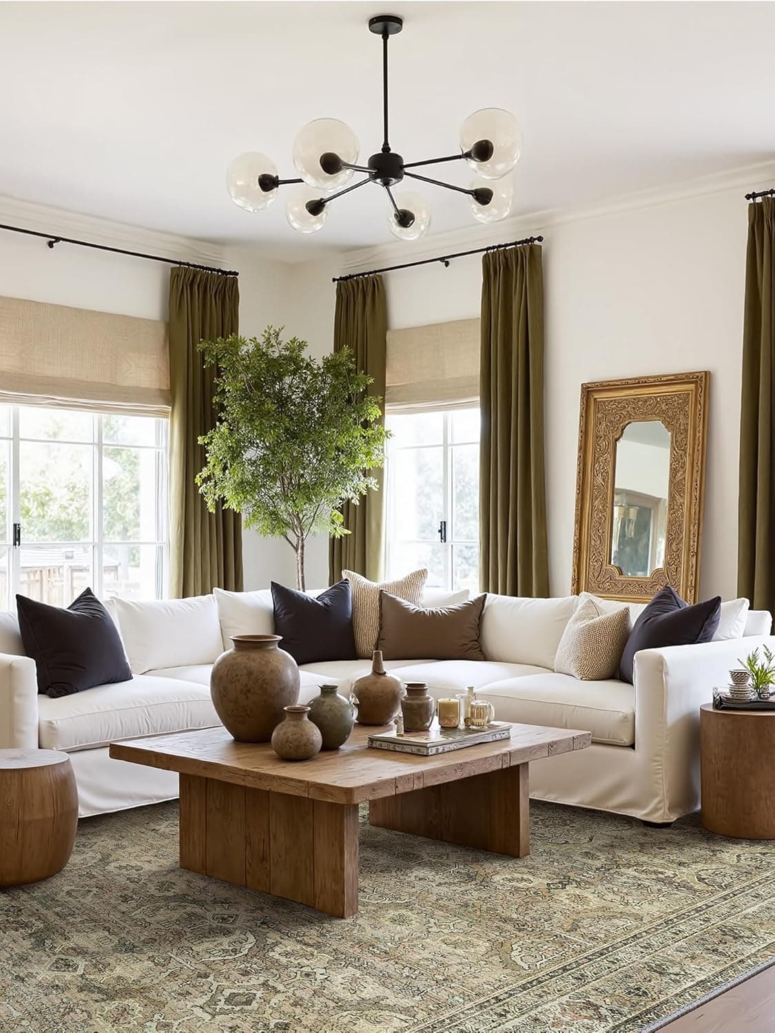 8x10 Area Rug Machine Washable Boho Rug for Living Room,Ultra-Thin Low Pile Carpet,Lightweight Indoor Printed Rug,Non Slip Floral Area Rug for Bedroom, Dining Room, Home Office,Sage Sage 8' x 10' (Rectangular) - Image 5