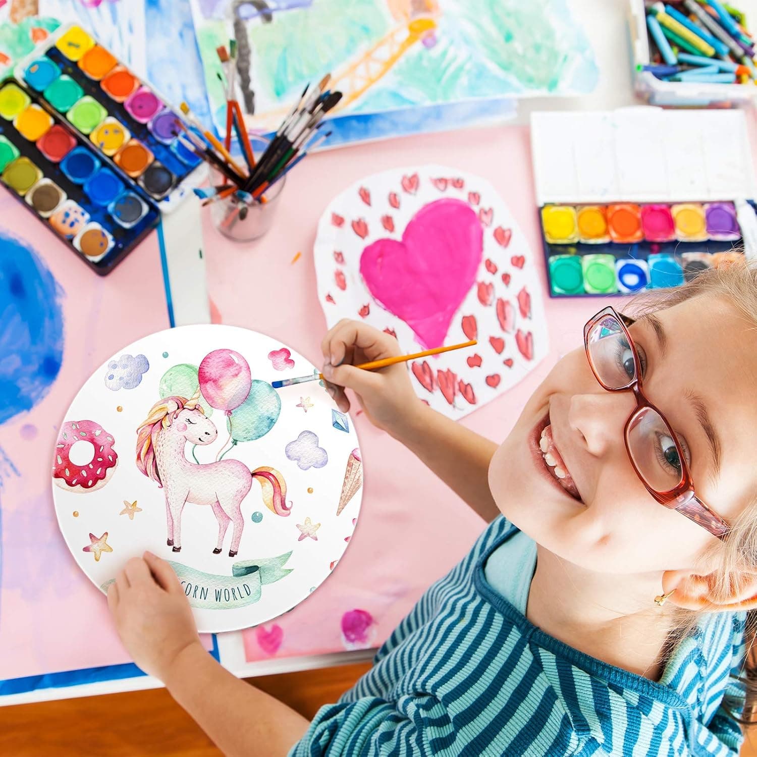 6 Pieces Round Painting Canvas Blank Round Shaped Paint Board Canvas Stretched Primed Decoration Boards for Painting for Students Artist Hobby Painters Beginners - Image 7