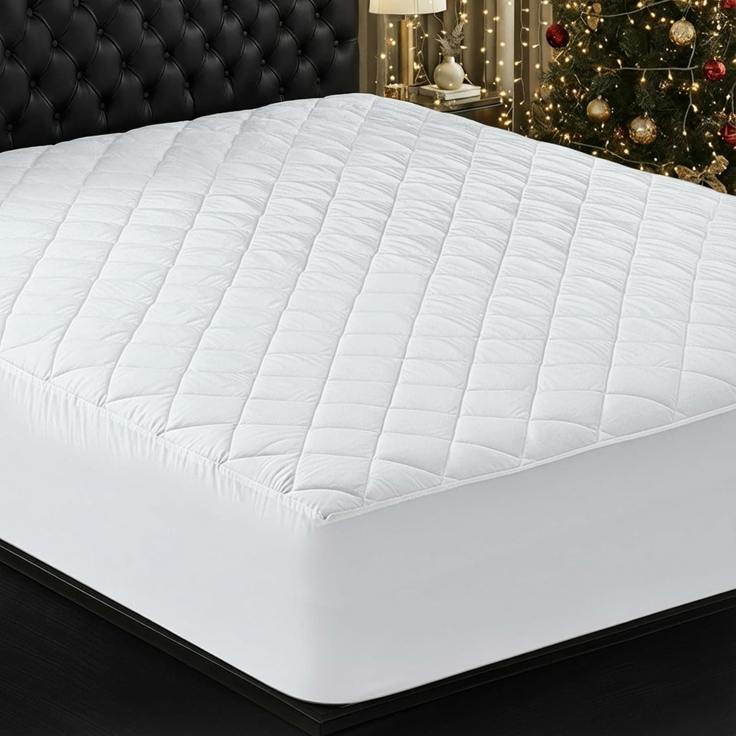 Utopia Bedding Quilted Fitted Mattress Pad, King Size, Elastic Fitted Mattress Topper Protector and Cover with Deep Pocket Stretches up to 16 Inches, Machine Washable (White) White King (Pack of 1) - Image 2