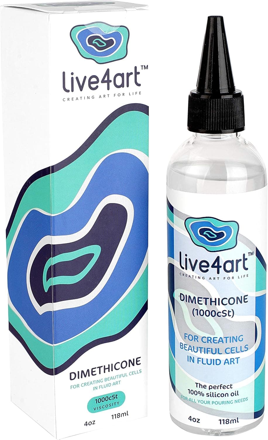 Dimethicone Acrylic Silicone Oil for Pouring, 4 Ounces, 1000cSt, for Artists - Non-Toxic, 100% Pure Liquid Oils to Create Cells in Paintings - Professional Fluid Art Supplies - Image 2