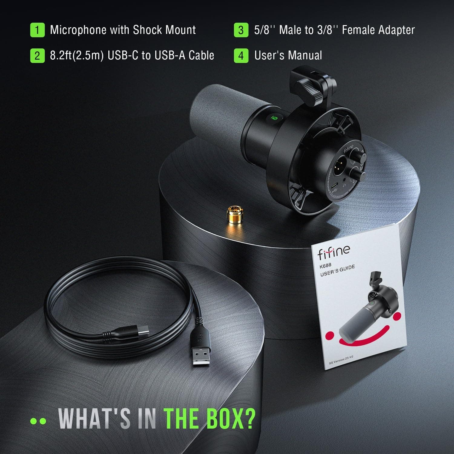 FIFINE Dynamic Microphone, XLR/USB Podcast Recording PC Microphone for Vocal Voice-Over Streaming, Studio Metal Mic with Mute, Headphone Jack, Monitoring Volume Control, Windscreen-Amplitank K688 Black - Image 9