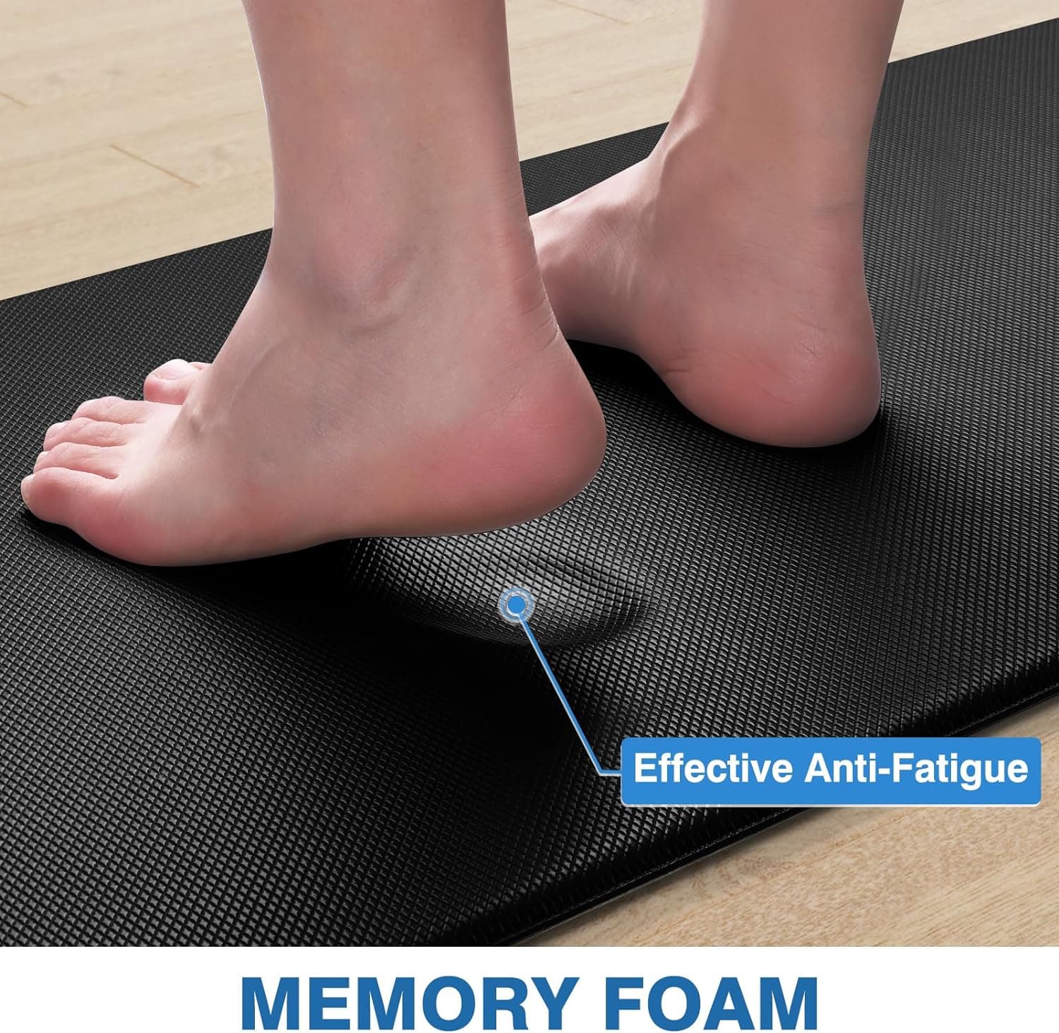 StepRite Kitchen Mats, 2PCS Kitchen Rugs, Cushioned Anti Fatigue Kitchen Mats for Floor, Non-Slip Standing Desk Mat, Waterproof Kitchen Rug Set for Kitchen, Floor, Office, 17.3"x30"+17.3"x47", Black Black 17.3" x 30"+17.3" x 47"-0.4 inch - Image 8