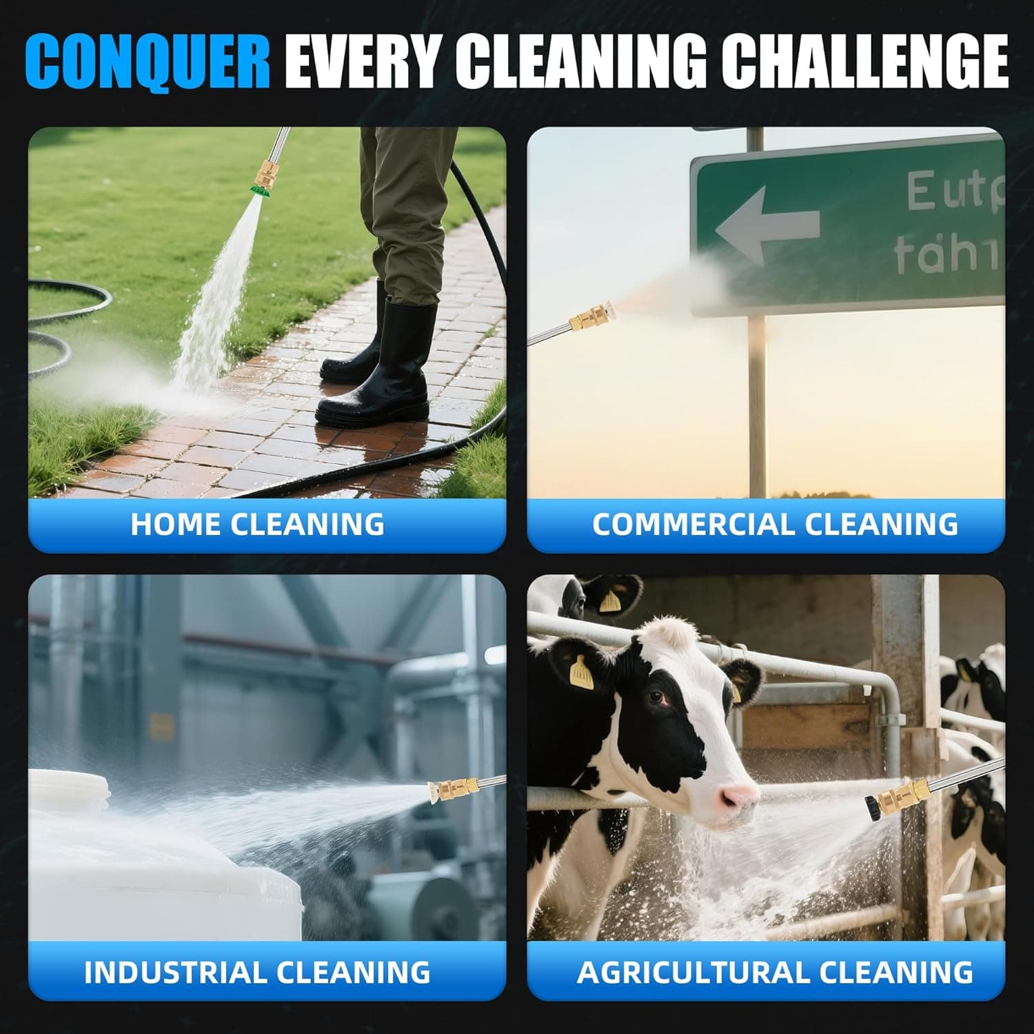 3500 PSI Gas Pressure Washer, 209CC Engine, 2.3 GPM, 4 Adjustable Nozzles, 25ft Hose for Cleaning Cars, Patios, Walls, and Gardens (Blue) - Image 6