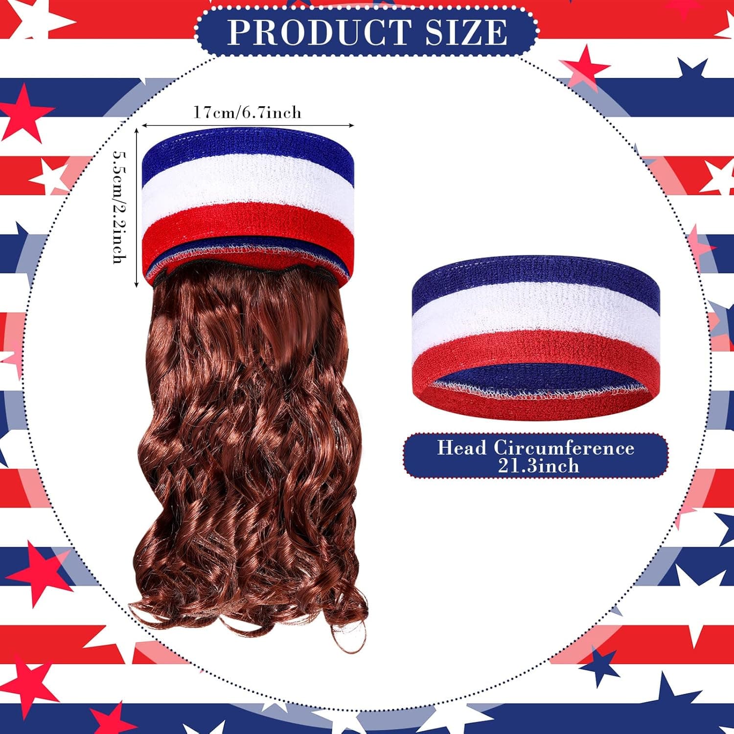 2 Pcs Halloween Costume America Beverage Beer Belt Holder and Mullet Wigs Headband 4th of July Patriotic USA Flag Beer Gift for Men Christmas - Image 4