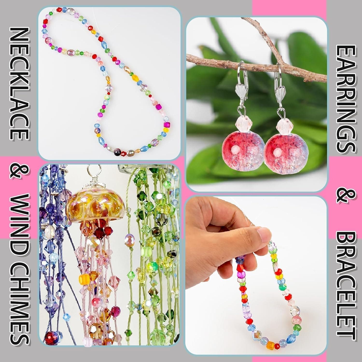 OuMuaMua 636pcs Glass Beads for Jewelry Making, Loose Sparkly Beads Hole Drilled DIY for Bracelets Craft Earrings Making, Colorful Rainbow Crystal Beads Colorful Rainbow Crystal Beads 636pcs - Image 5