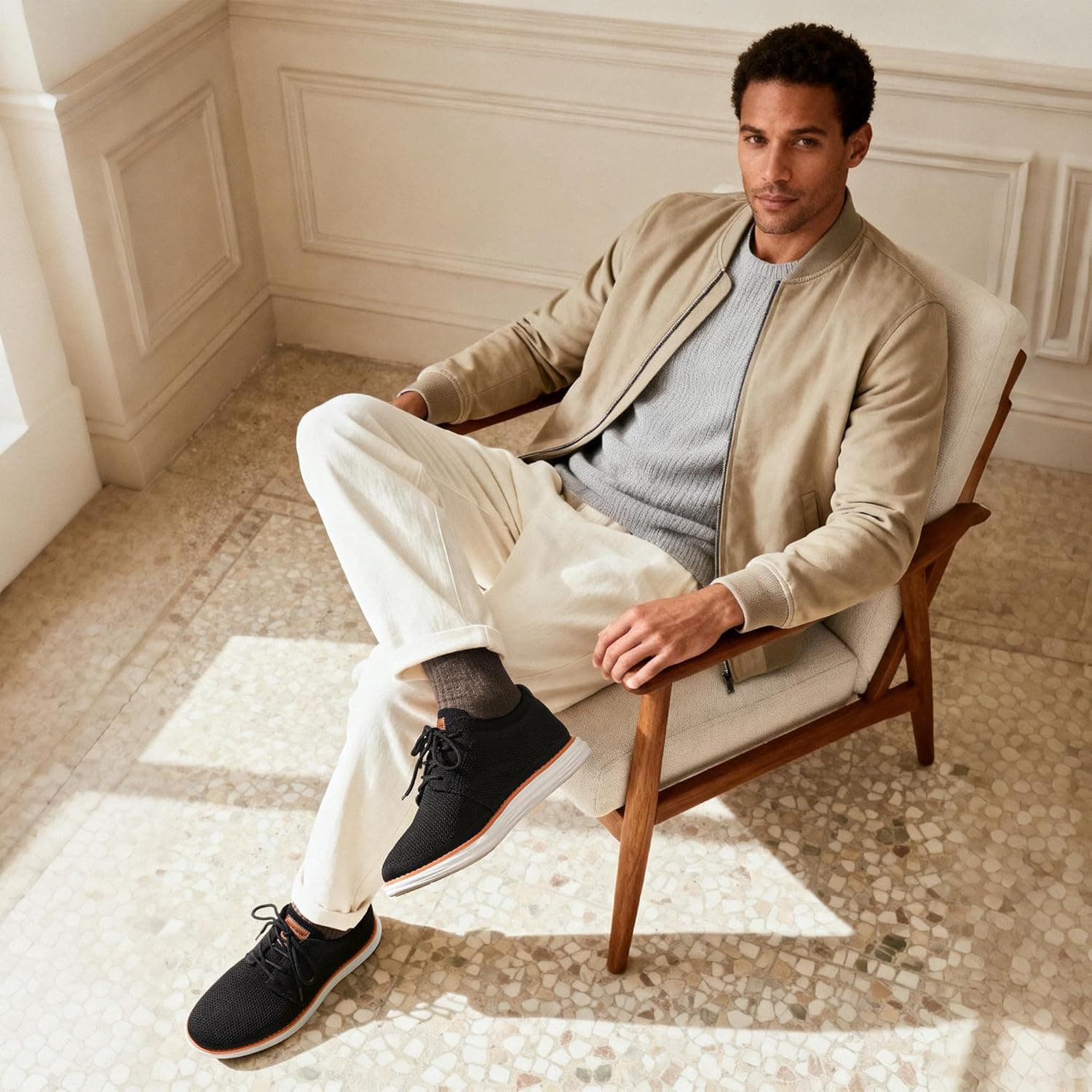 Bruno Marc Men's KnitFlex Breeze Mesh Sneakers Oxfords Lace-Up Lightweight Casual Walking Shoes 11 Black - Image 3