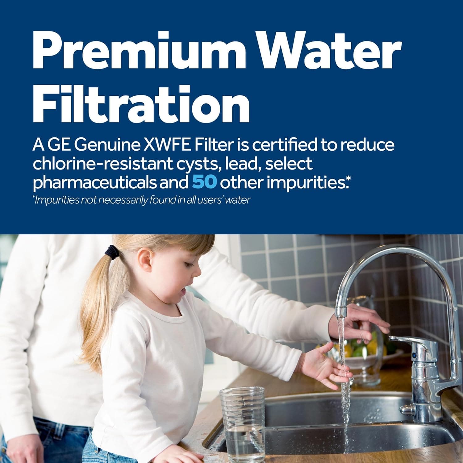GE XWFE Refrigerator Water Filter, Genuine Replacement Filter, Certified to Reduce Lead, Sulfur, and 50+ Other Impurities, Replace Every 6 Months for Best Results, Pack of 1 1 Count (Pack of 1) - Image 3