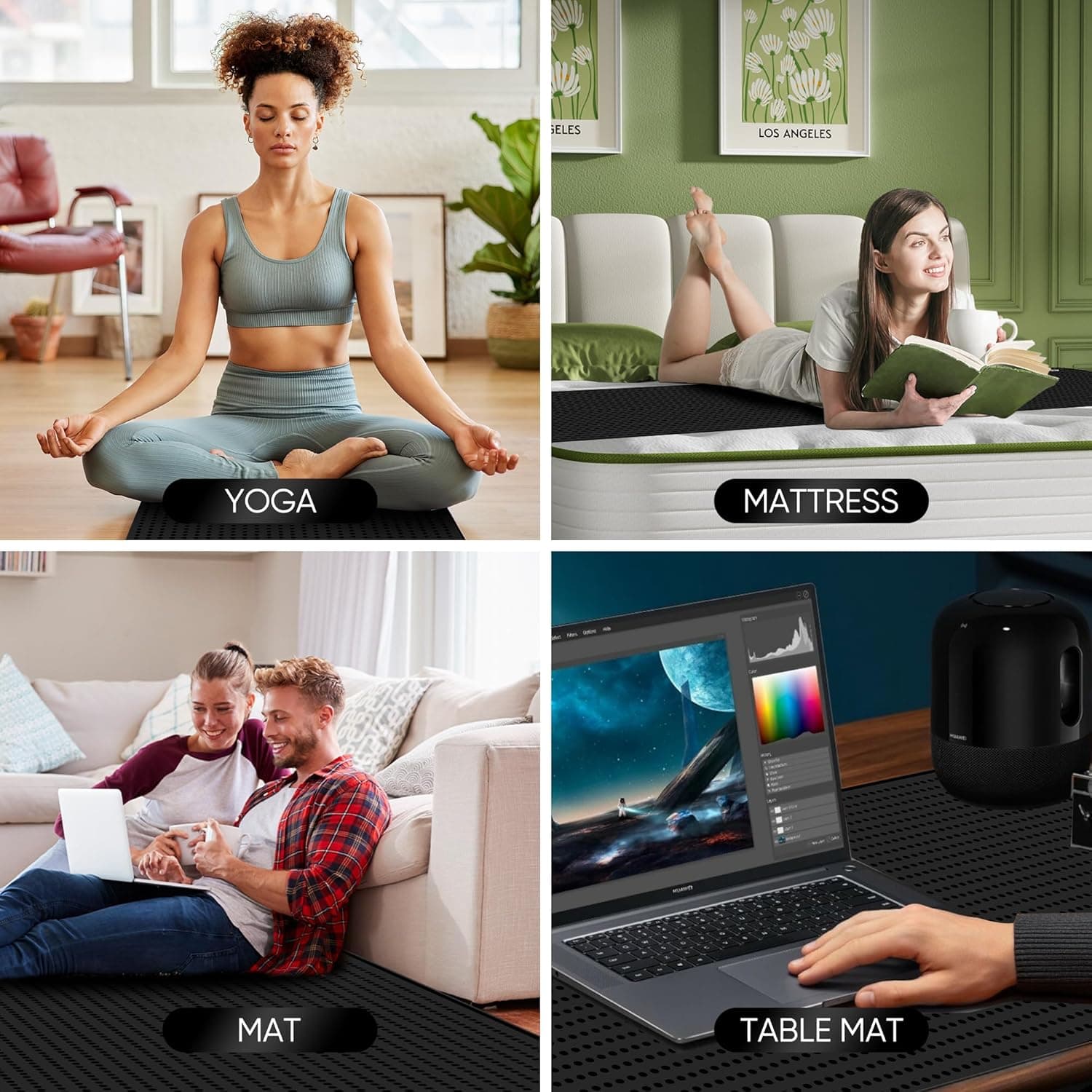 Grounding Mat for Bed, Enjoy The Grounding Effect Indoors, for Better Sleep, Pain and Stress Relief, Grounding Mat Set Comes with Grounding Cord Black King - Image 8