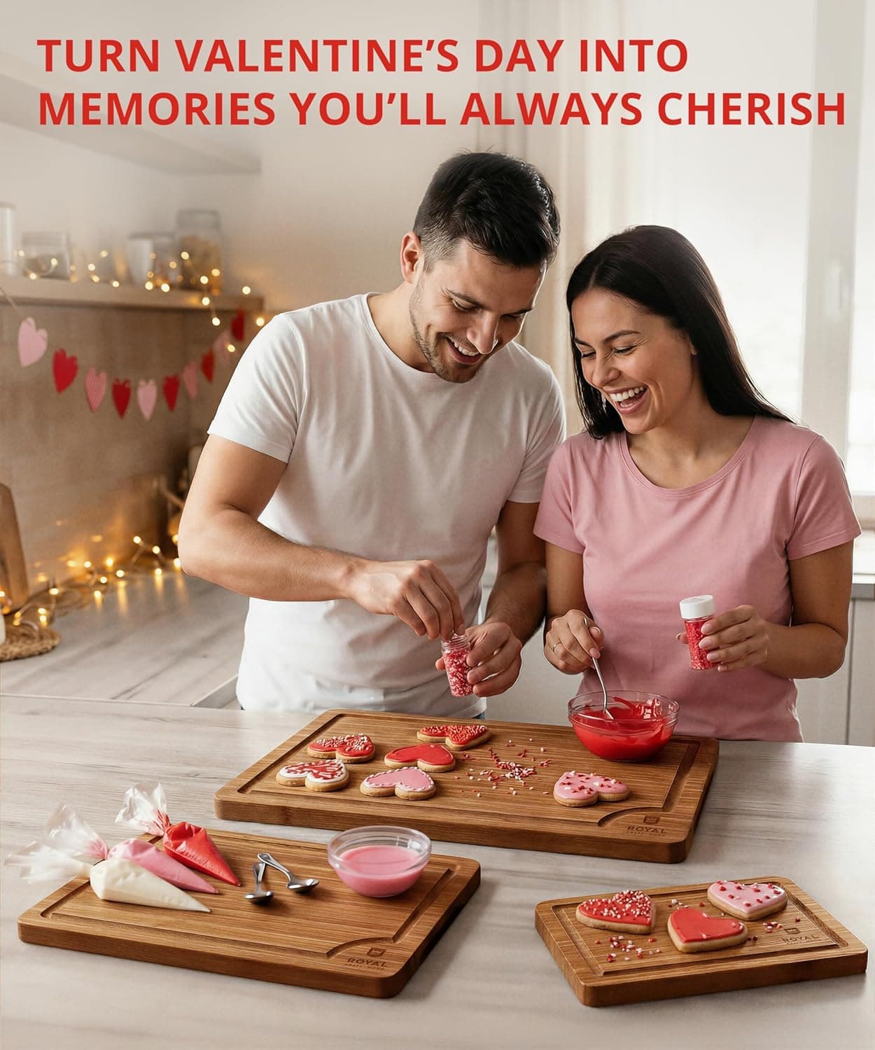 ROYAL CRAFT WOOD Premium Cutting Board Set – Carbonized Bamboo & Wooden Cutting Boards for Kitchen Meal Prep, Durable Butcher Block for Meat with Side Handles, Deep Juice Groove, Charcuterie &Chopping Carbonized Bamboo 3-Piece - Image 9