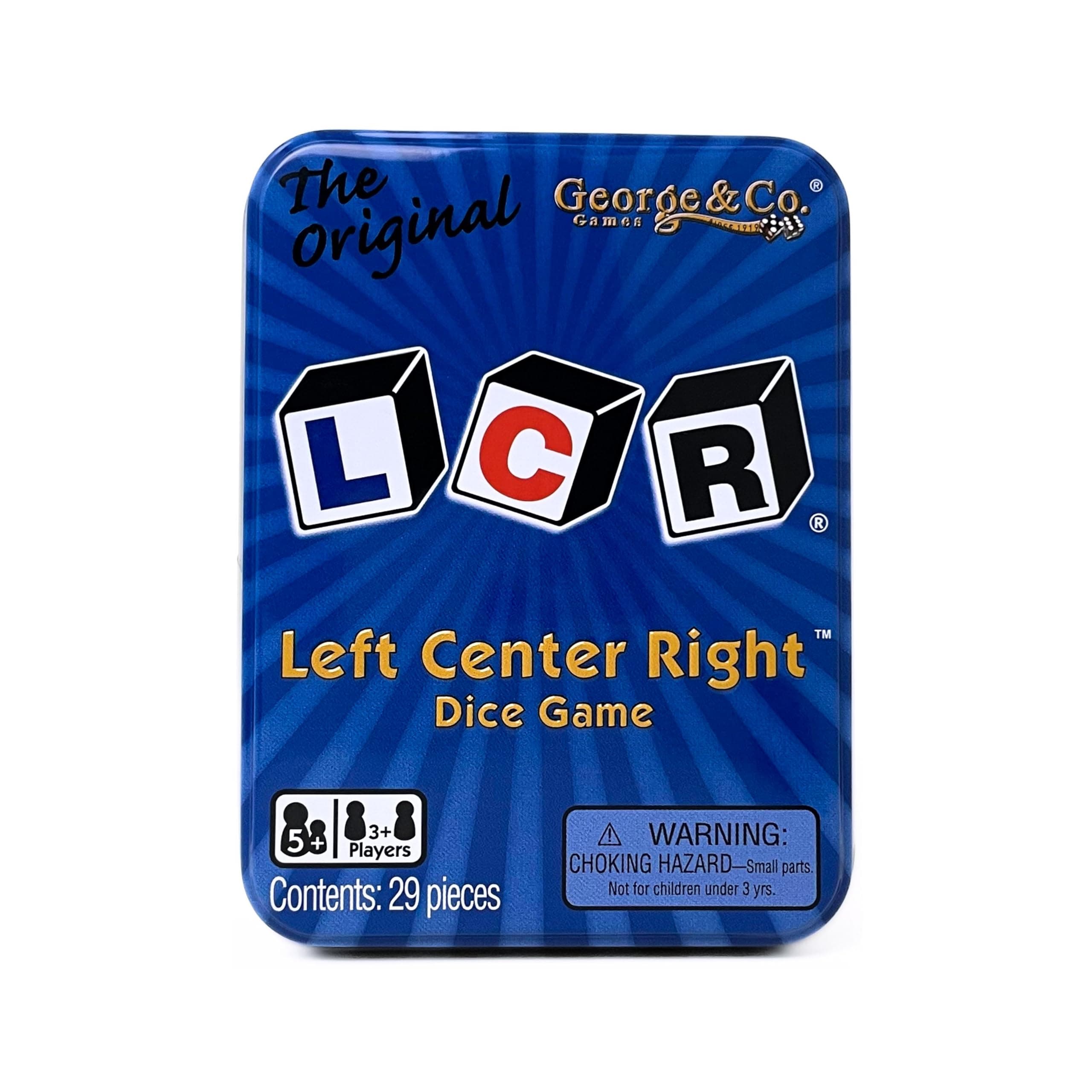 Juego de Dados LCR® Left Center Right™ - Clásico en Lata Azul