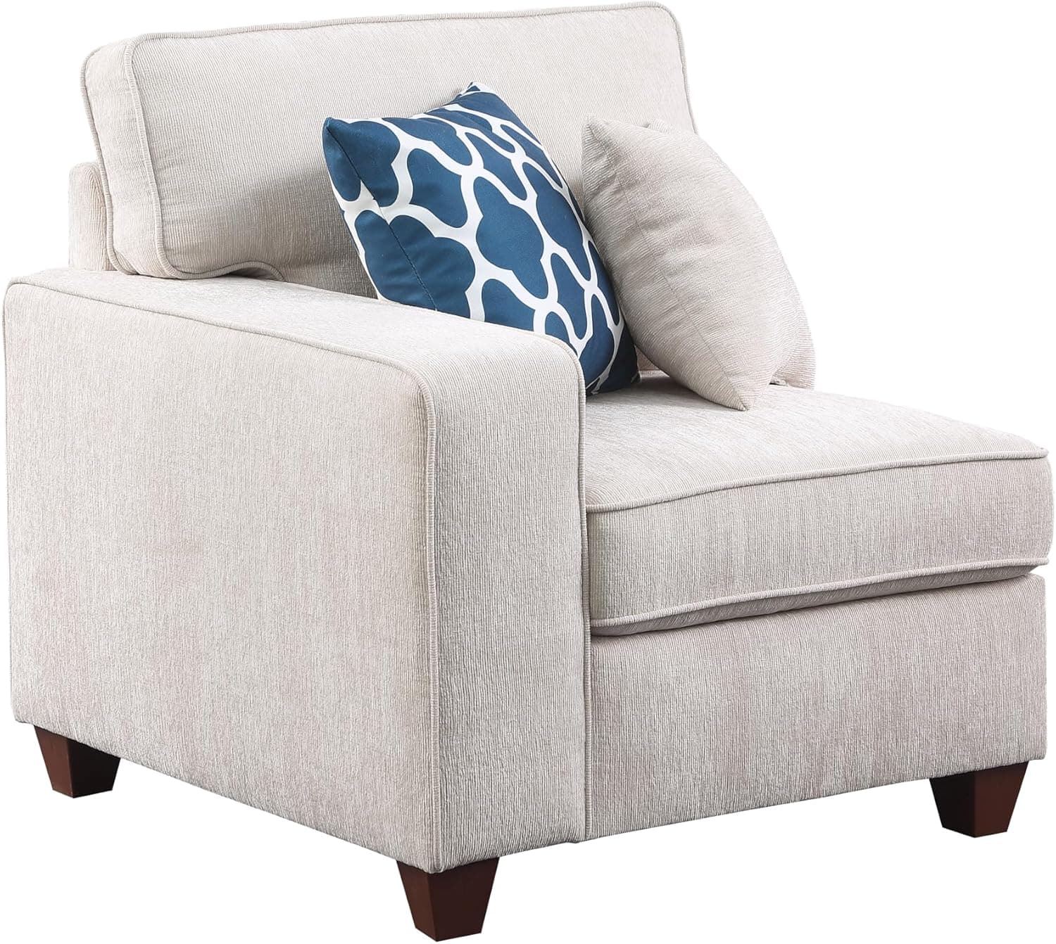 127" L-Shaped Sectional Couch with Movable Ottoman & 6 Throw Pillows,7 Seat Chenille Upholstered Sofa W/2 Cup Holder,USB Port & Hidden Storage Box,DIY Combination,for Living Room,Apartment,Beige Beige-2 127" - Image 11