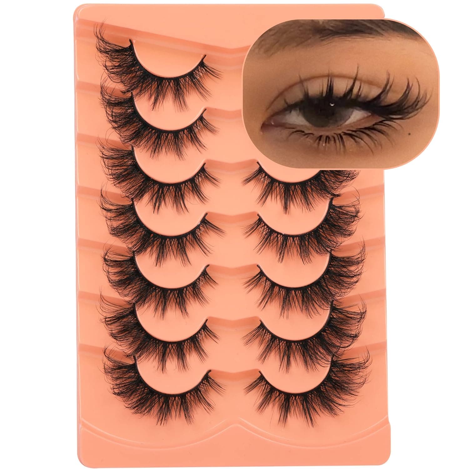 False Eyelashes Wispy Lashes Natural Look Fake Eyelashes Cat Eye Lashes Mink Fluffy Strip False Lashes Fox Eye Lashes Pack 7 Pairs ALICROWN C- Fluffy Fox Eyelashes - Image 2