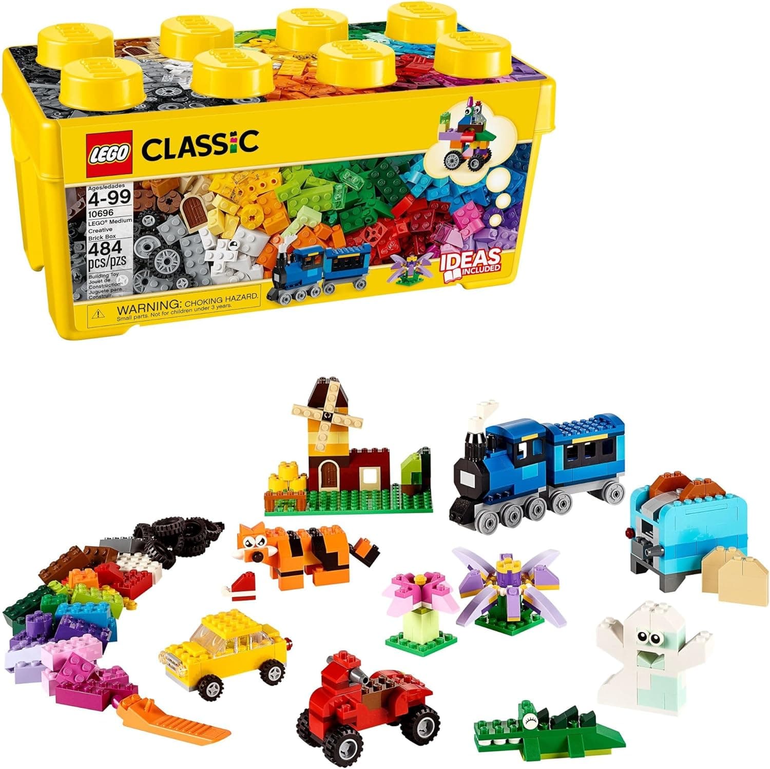 LEGO Classic Medium Creative Brick Box 10696 Building Toy Set - Featuring Storage, Includes Train, Car, and a Tiger Figure, and Playset for Kids, Boys, and Girls Ages 4-99 - Image 2