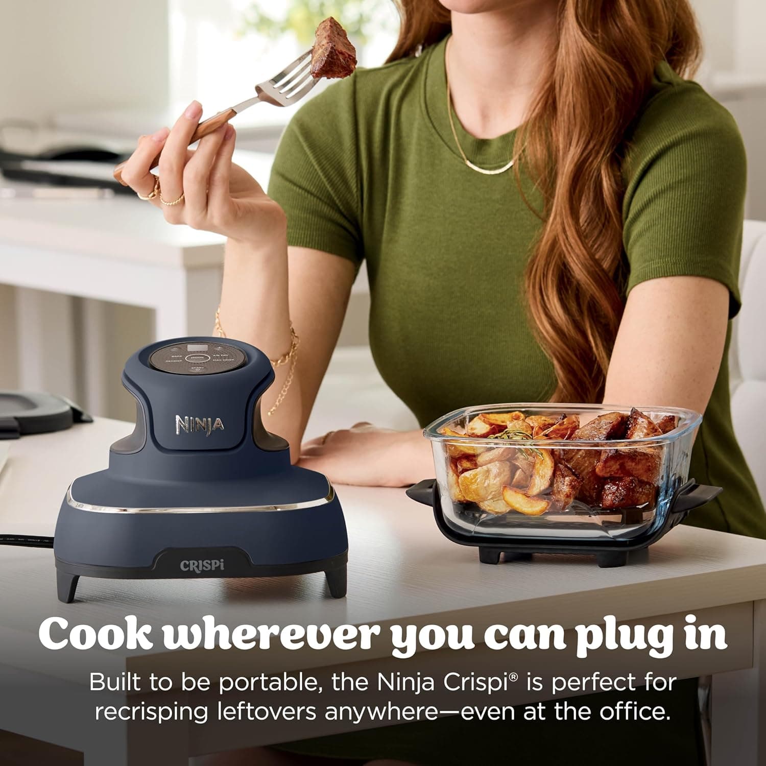 Ninja Crispi 4-in-1 Portable Glass Air Fryer Cooking System, 1500W, 4QT & 6-Cup TempWare Glass Containers with Storage Lids, Microwave, Freezer & Dishwasher Safe, Cyberspace Gray, FN101GY Navy - Image 13