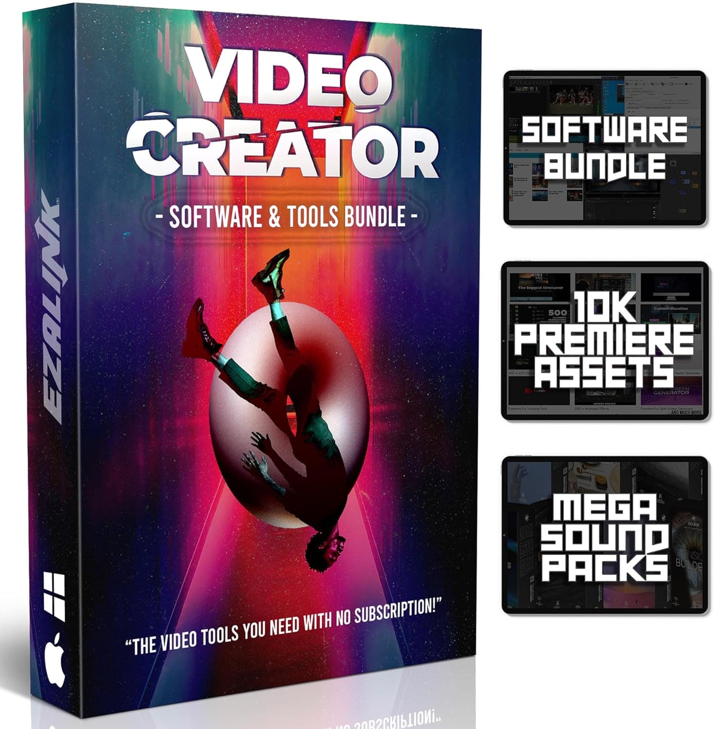 Video Editing Software Pack | Editor, YouTube Downloader, MP3 MP4 Converter, Green Screen App | 10K Transitions for Premiere Pro and Sound Effects | Windows and Mac 64GB USB - Image 2
