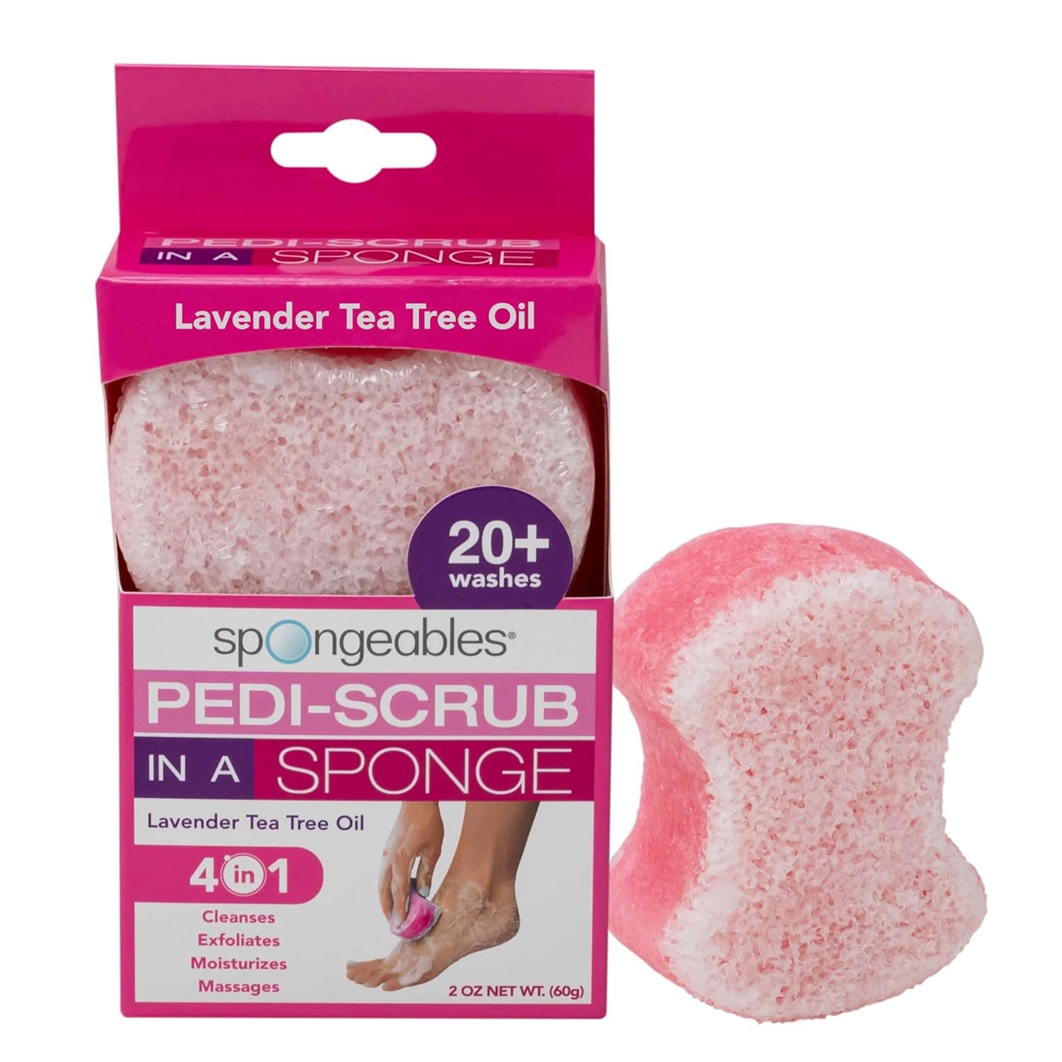Spongables Pedi Scrub Foot Exfoliating 20+ Wash Sponge, Lavender, 1 Count - Image 2