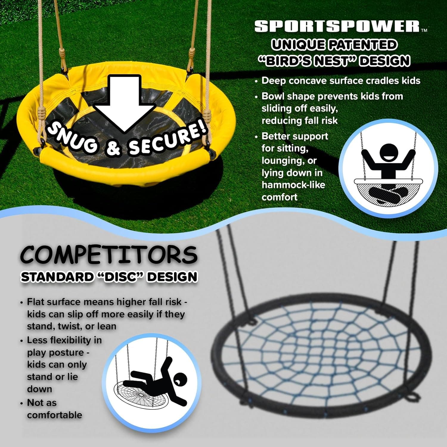 Sportspower Starlight Metal Swing Set with 2 LED Light-Up Swings, Saucer Swing & 5ft Slide – Outdoor Kids Playset with Sturdy Frame and Safety Features - Image 10