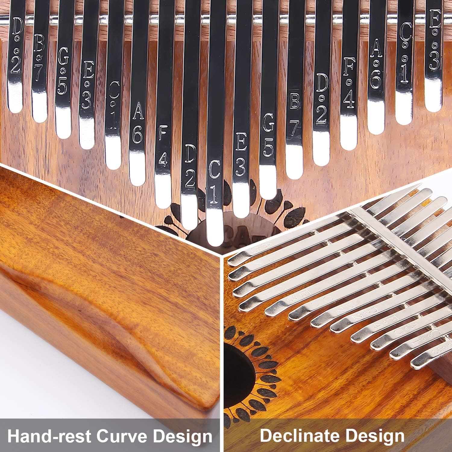 Kalimba Thumb Piano 17 Keys, Portable Mbira Finger Piano Gifts for Kids and Adults Beginners Wood Wood 17 Keys - Image 4