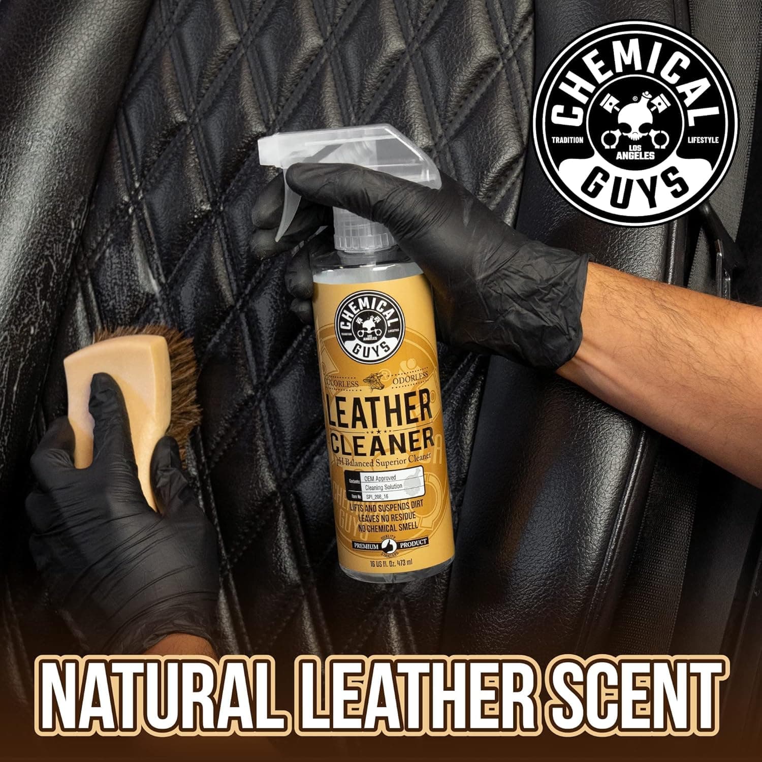Chemical Guys Leather Cleaner and Conditioner Kit - Car Cleaner and Conditioner, Safely Cleans & Conditions Leather Car Interiors, Furniture, Shoes, Boots, Bags, Apparel & More, 2 Bottles (16 oz Each) 16 Fl Oz KIT - Image 8