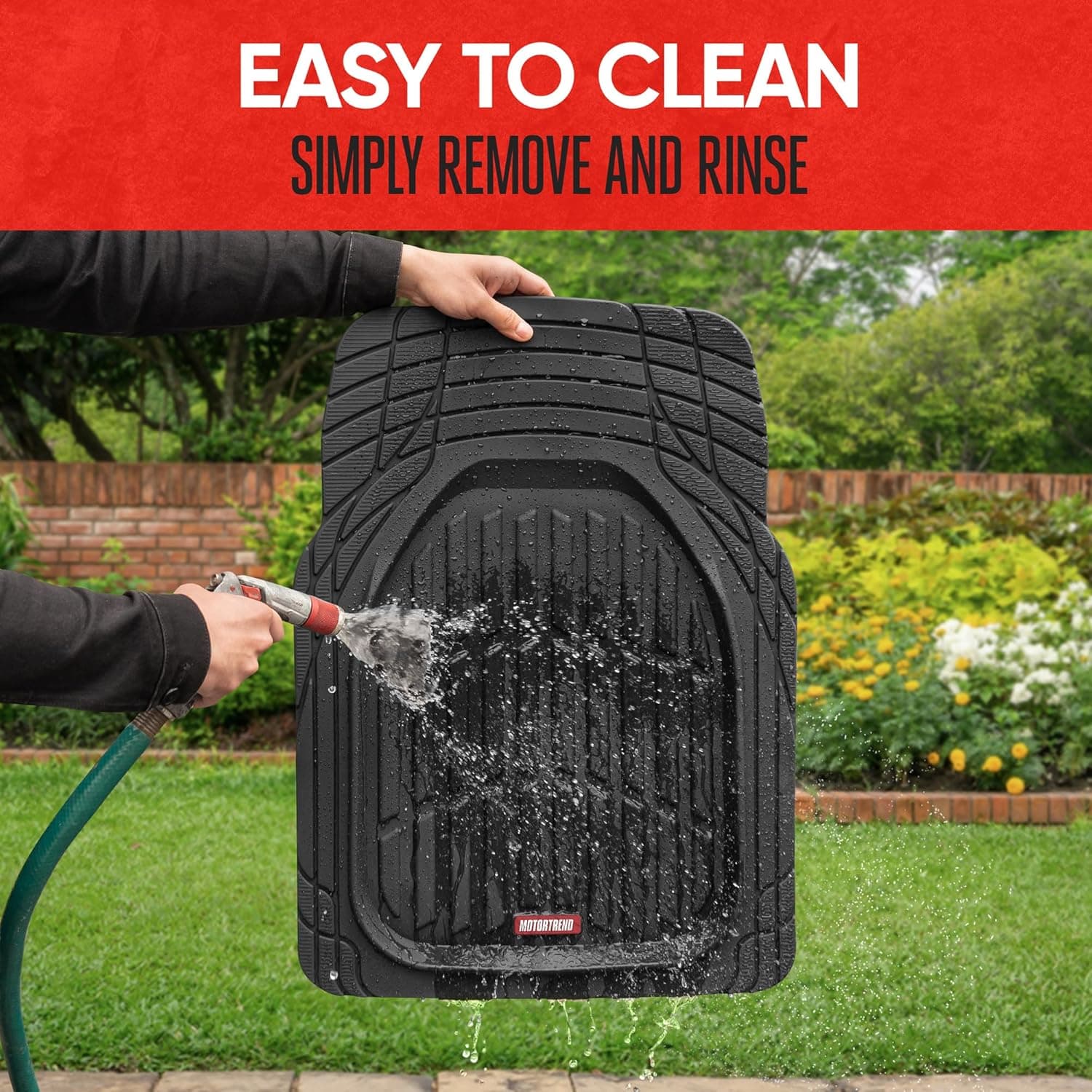 Alfombrillas Motor Trend FlexTough para Autos, Alfombrillas de Profundidad Negra para Todo Clima, Alfombrillas Automotrices Impermeables Recortables para Autos, Camiones y SUV, Juego Completo de Accesorios Universales en Negro - Image 7