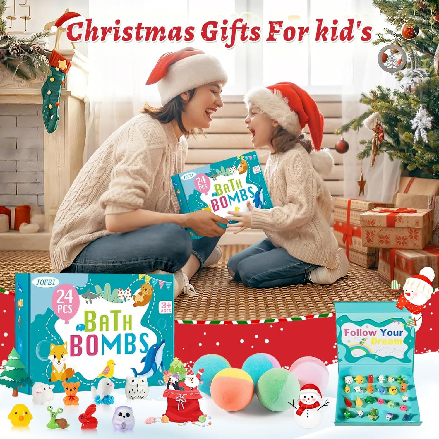 Bath Bombs for Kids with Surprise Inside, 24 Pack Kid Bath Bombs Gift Set, Christmas Gifts for Kids Stocking Stuffers for Boys Girls Kid Bubble Bath Fizzy with Bath Toys Inside - Image 7