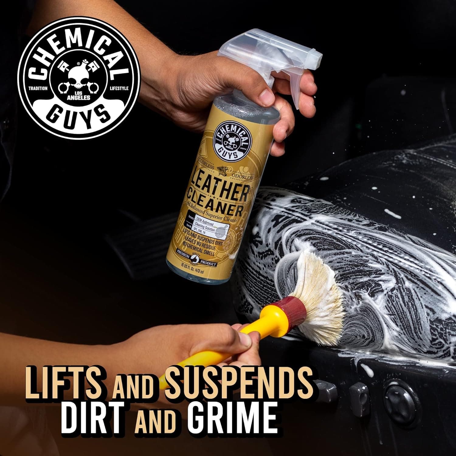 Chemical Guys Leather Cleaner and Conditioner Kit - Car Cleaner and Conditioner, Safely Cleans & Conditions Leather Car Interiors, Furniture, Shoes, Boots, Bags, Apparel & More, 2 Bottles (16 oz Each) 16 Fl Oz KIT - Image 2