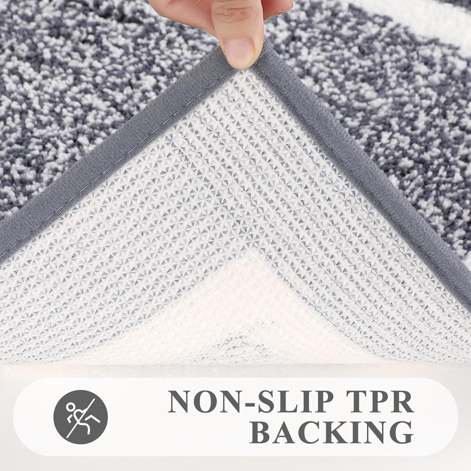 Pauwer Bathroom Rug Mat Set 3 Piece, Microfiber Shaggy Bath Set, Non-Slip Ultra Soft Carpet Mats, Absorbent with U-Shaped Toilet for Bathroom, Tub, Shower, Dark Grey Dark Grey 18"x26"+18"x48"+U Shape 20"x24" - Image 5