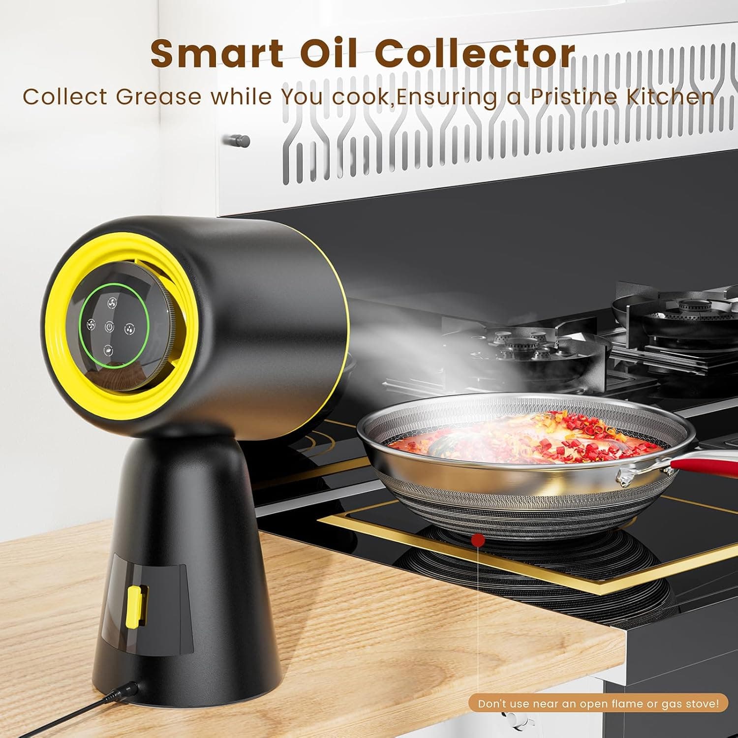 Campana Extractora Portátil, Ventilador de Cocina de Escritorio con 3 Velocidades, Ventilación Ajustable con Filtro de Aluminio Desmontable, Luz LED, Gran Taza de Recolección de Aceite para BBQ Interior, Cocción de Olla Caliente y RV - Image 3