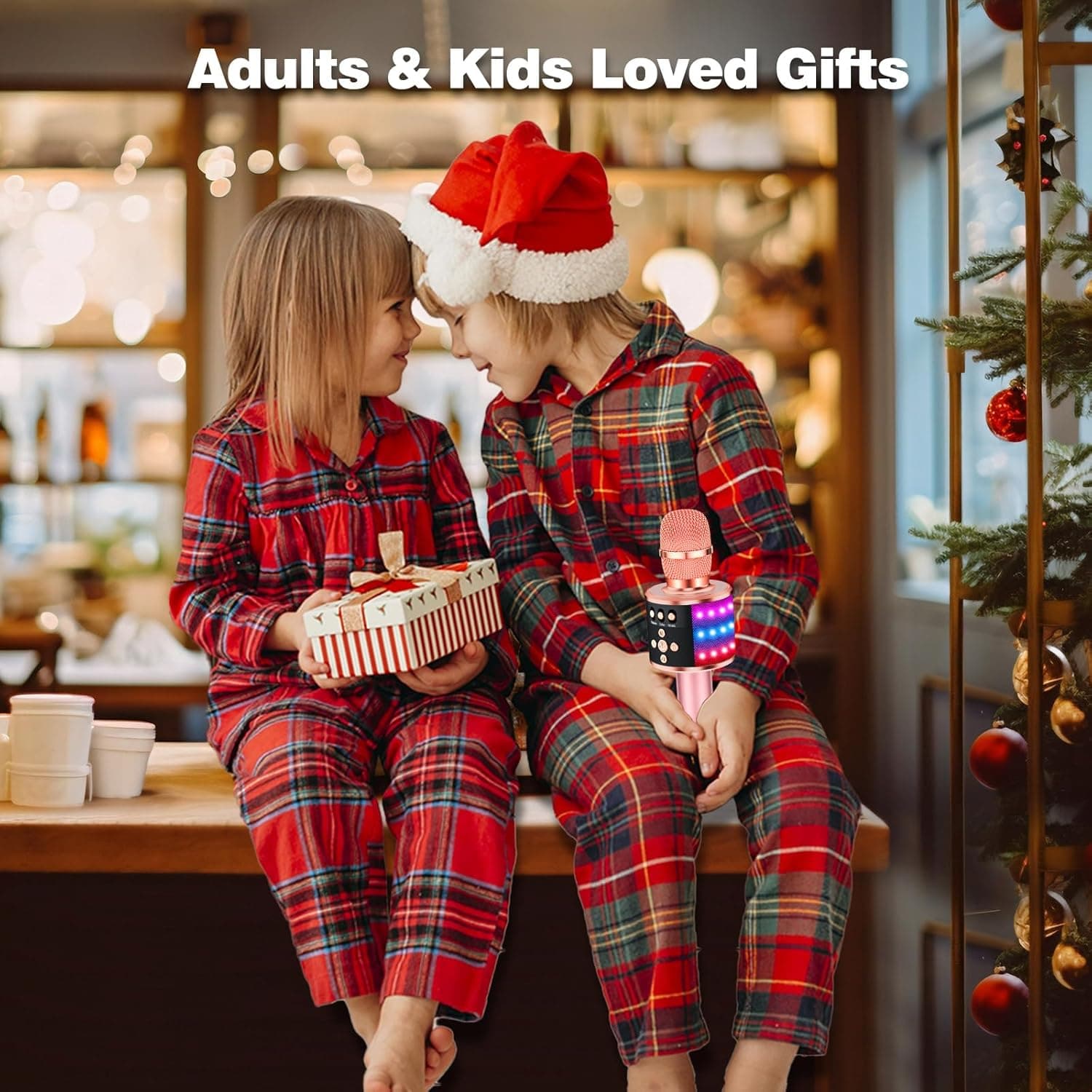 BONAOK Karaoke Microphone for Kids & Adults - Bluetooth Microphones Singing Mic with Disco Lights, Echo Effect, Built-in Speaker Portable Karaoke Player for Party Travel Gifts Q78(Rose Gold) - Image 3