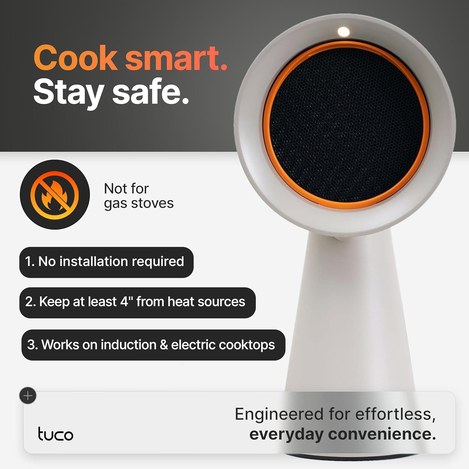 TUCO Portable Range Hood, Countertop Kitchen Exhaust Fan with 3 Speeds, 5-Layer Filter, Powerful Smoke Removal, Low Noise, Oil Cup, Air Purifier for Apartments, Dorms & Indoor BBQ Smokeless – Grey - Image 5