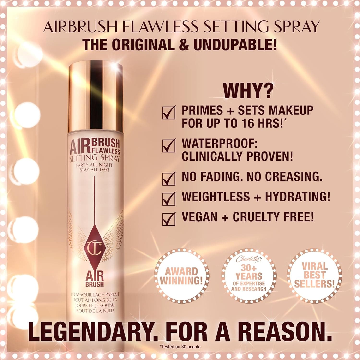 Charlotte Tilbury Airbrush Flawless Setting Spray - Ultra-Fine Hydrating Mist to Prime & Set Face Makeup For Up to 16Hr - Soothes, Blurs Pores & Calms Skin 3.38 Fl Oz (Pack of 1) - Image 3