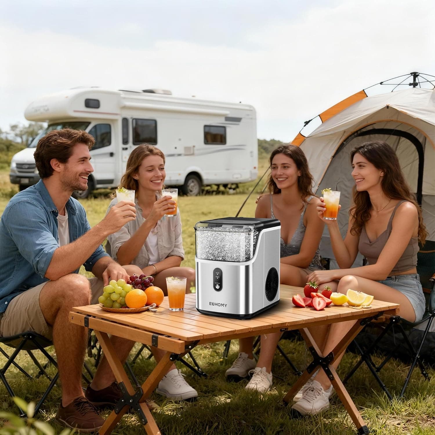 EUHOMY Nugget Ice Makers for Countertop with Ice Scoop & Basket, Self-Cleaning Sonic Pebble/Pellet Ice Maker Machine with 35lbs/24H Soft Ice for Home/Kitchen/Office, Stainless Steel, Silver Silver 35LBS/Day - Image 10