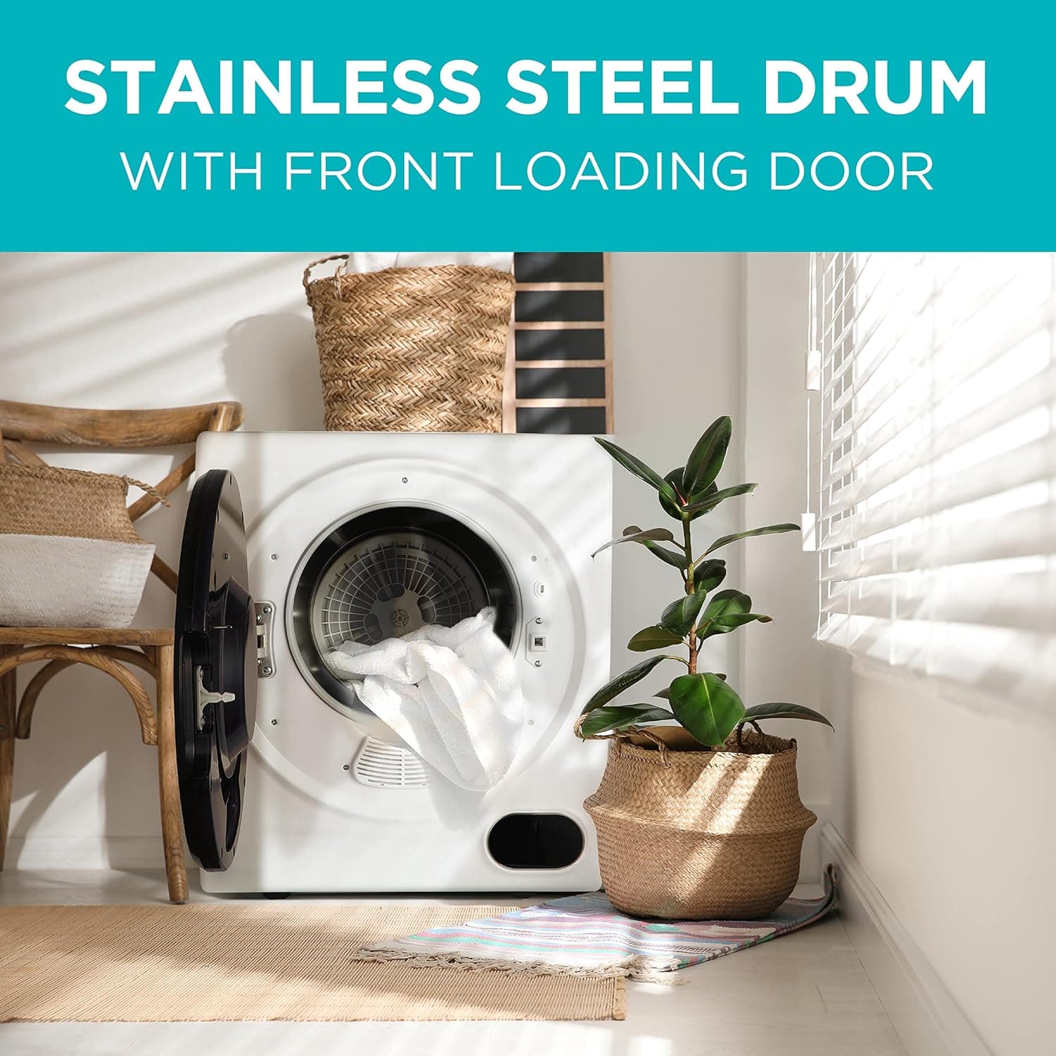 Máy Sấy BLACK+DECKER 1.5 Cu. Ft. Compact, Công Suất 5.5 lb, 850W 120V, Máy Sấy Điện Thoát Khí Với Lồng Thép Không Gỉ - Image 5